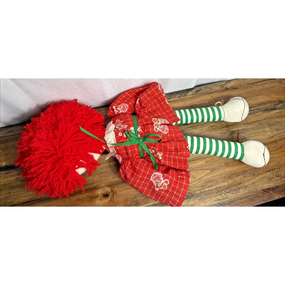 Vintage Strawberry Shortcake Doll 22” Red Plaid Dress Green Stripes 1980s Toys